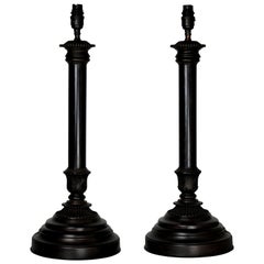 Pair of English Bronze Neoclassical Lamps