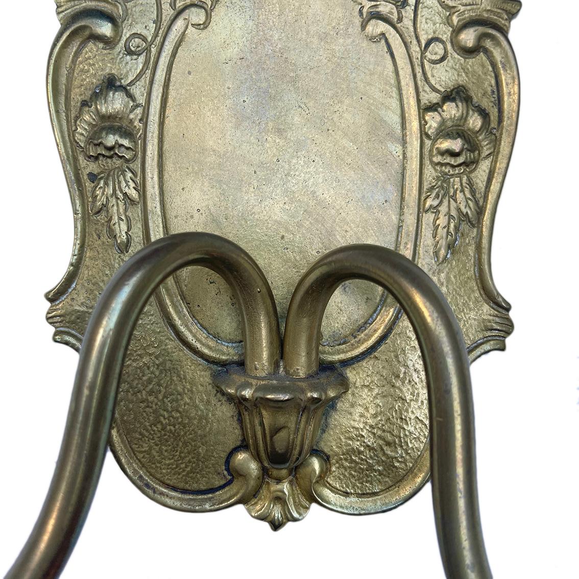 Pair of English Bronze Sconces For Sale 1