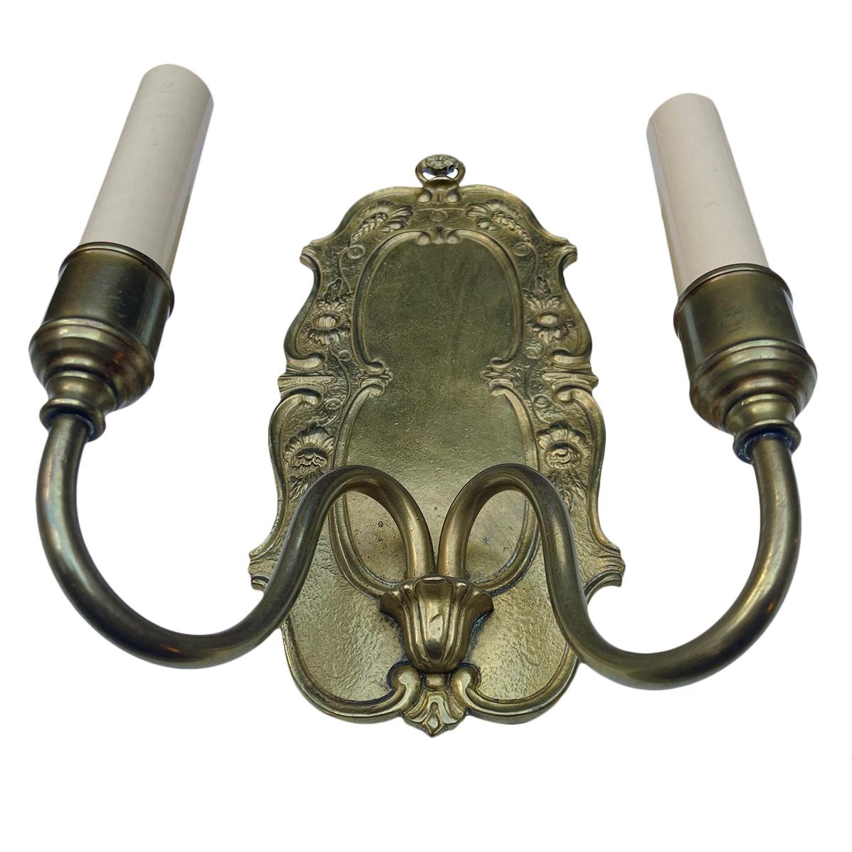 Pair of English Bronze Sconces For Sale 2