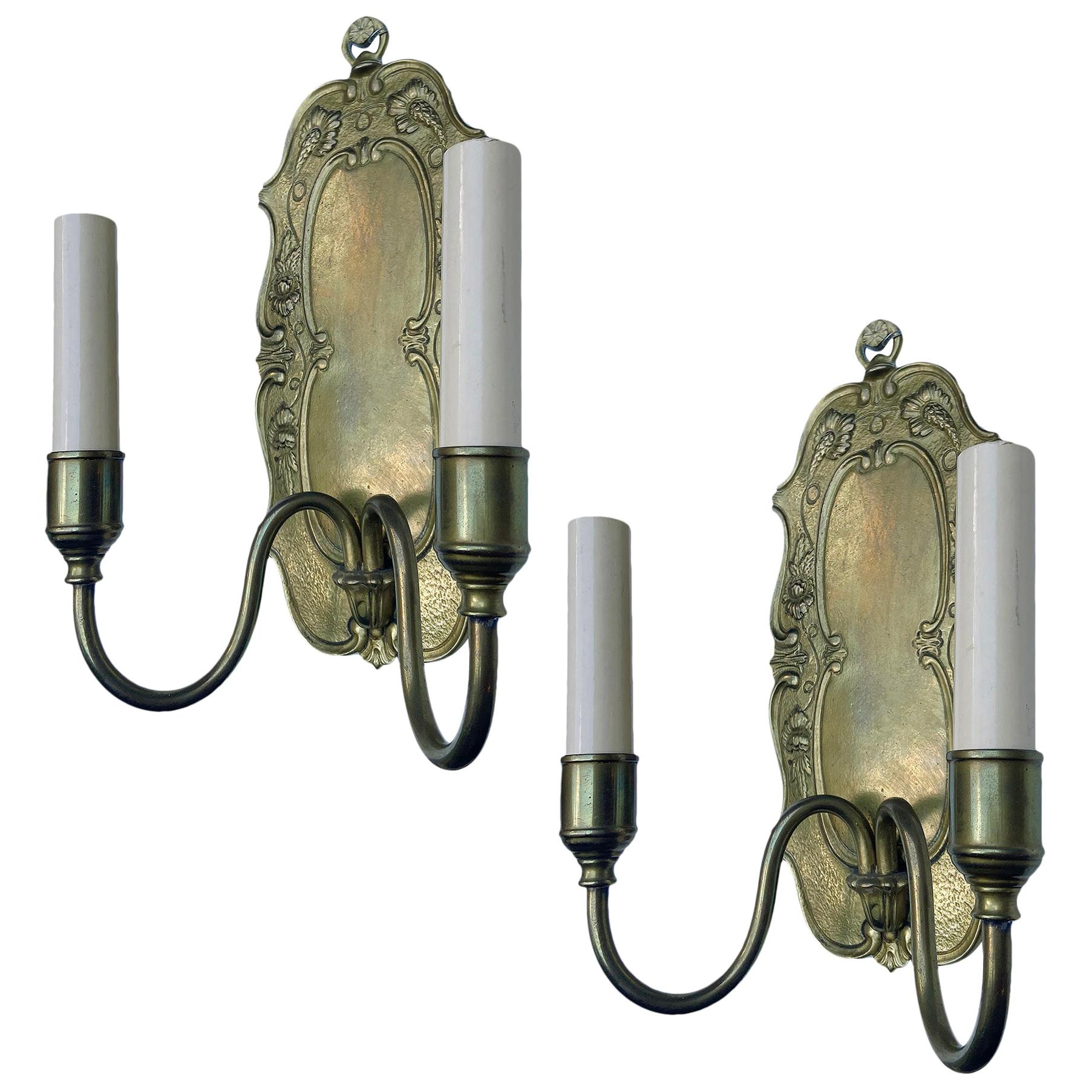 Pair of English Bronze Sconces For Sale