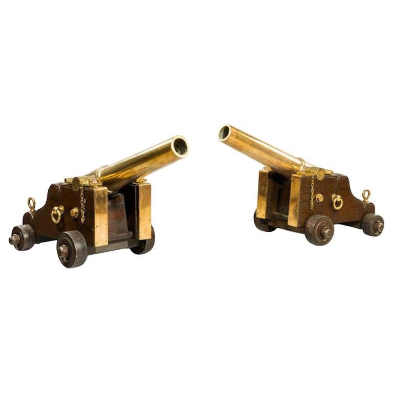 Pair of English Bronze Signal Cannon For Sale