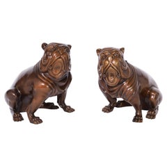 Retro Pair of English Bulldog Sculptures