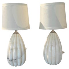 Pair of English Calcatta Marble Table Lamps