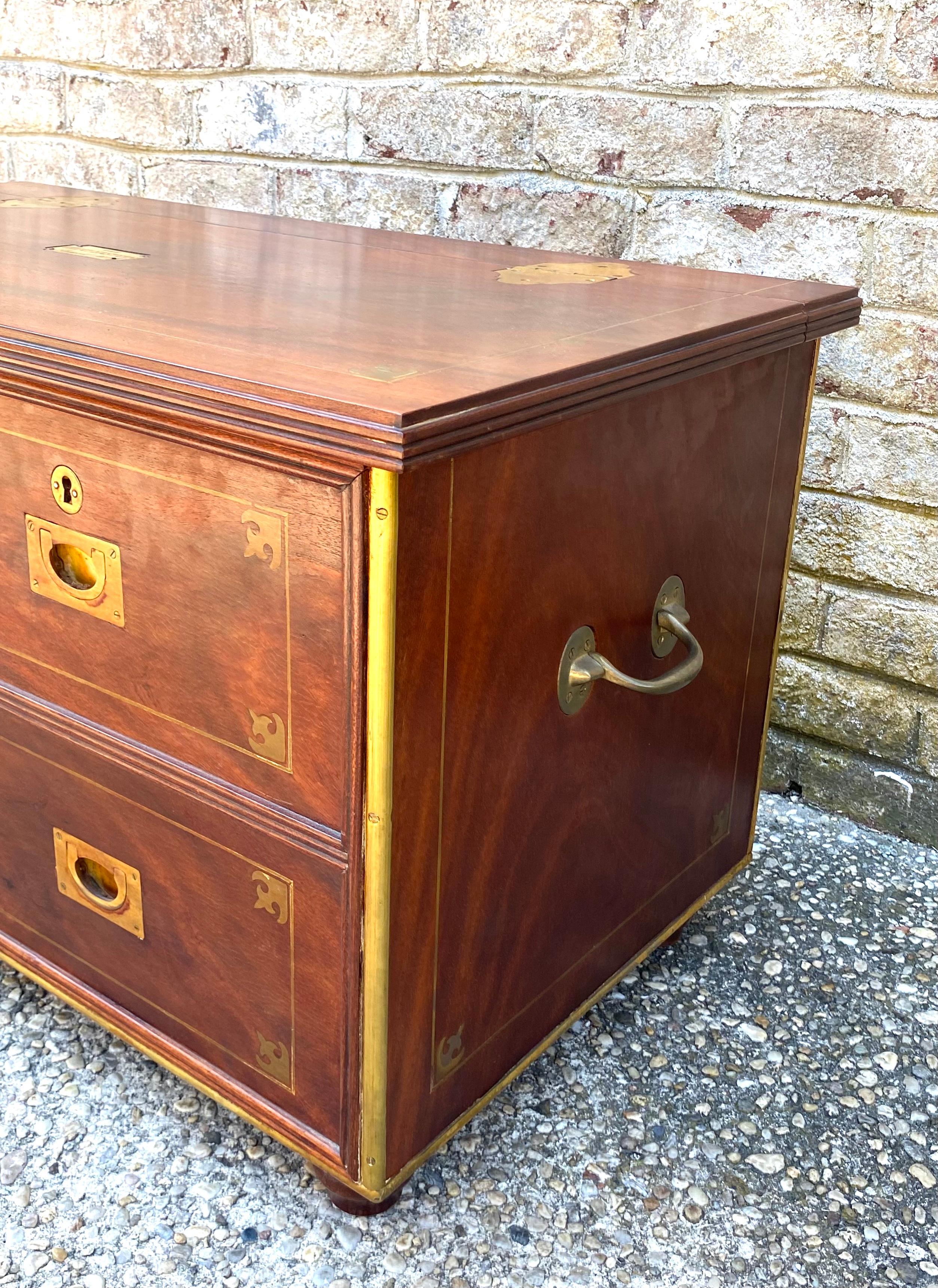 Pair of English Campaign Style Trunks For Sale 2