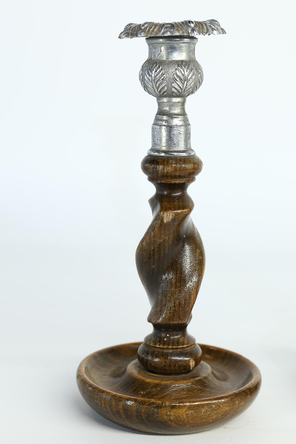 Found in England, these beautiful barley twist candlesticks will enhance any table setting.