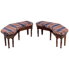 Pair of English Canted Benches or Window Seats with Cushions - Priced as Pair
