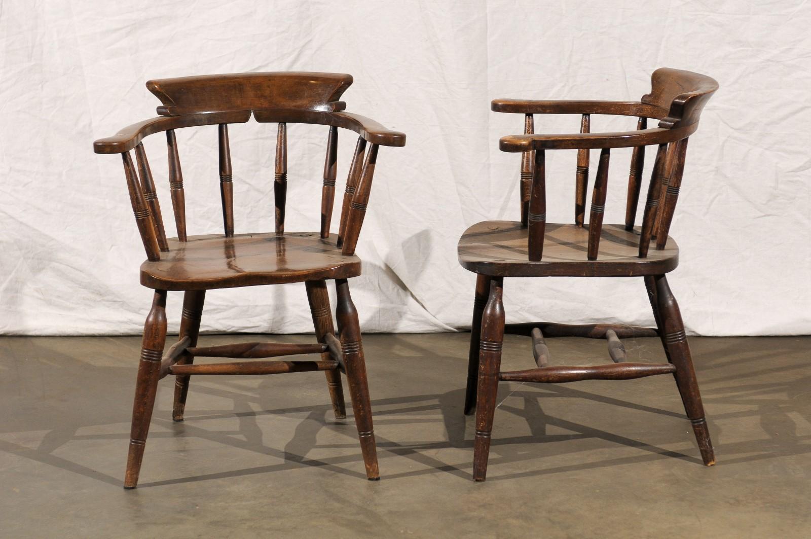 Pair of English Captains Armchairs, circa 1860, Marked 1