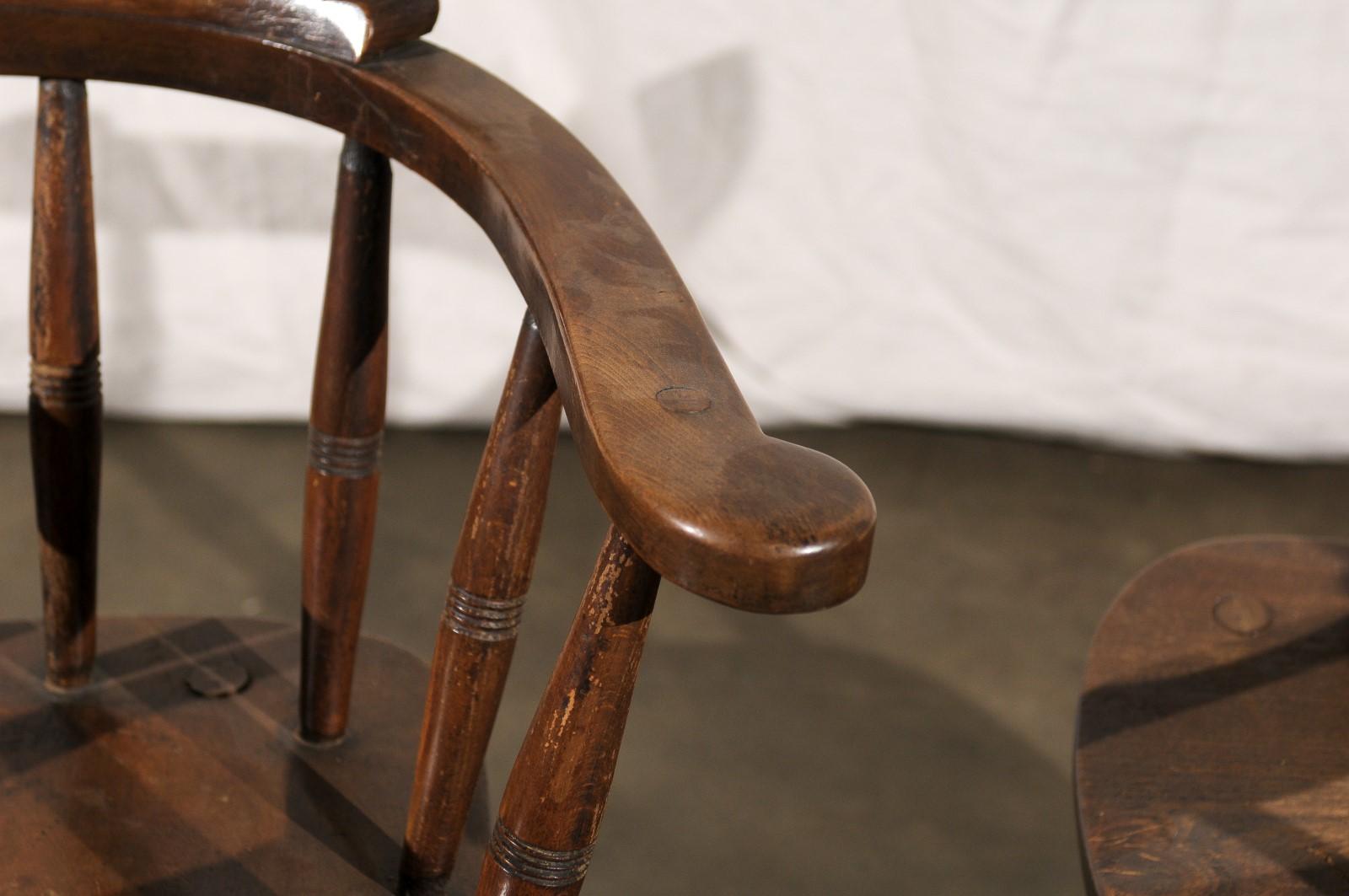 Pair of English Captains Armchairs, circa 1860, Marked 3