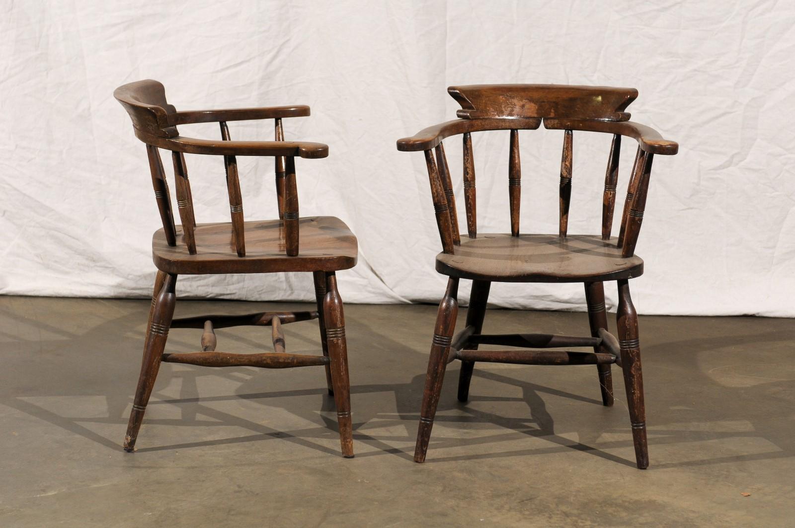 Pair of English Captains Armchairs, circa 1860, Marked 5