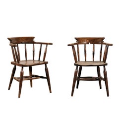 Antique Pair of English Captains Armchairs, circa 1860, Marked