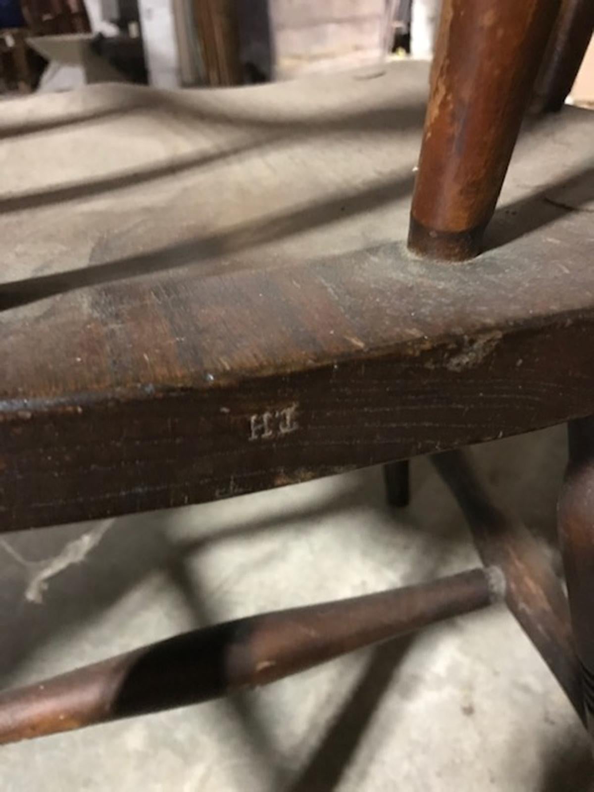 Pair of English Captains Armchairs, circa 1860, Marked In Good Condition In Atlanta, GA