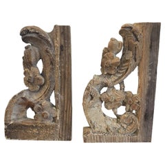 Pair of English Carved Stair Brackets, C. 1760 Decorative Carved Accents
