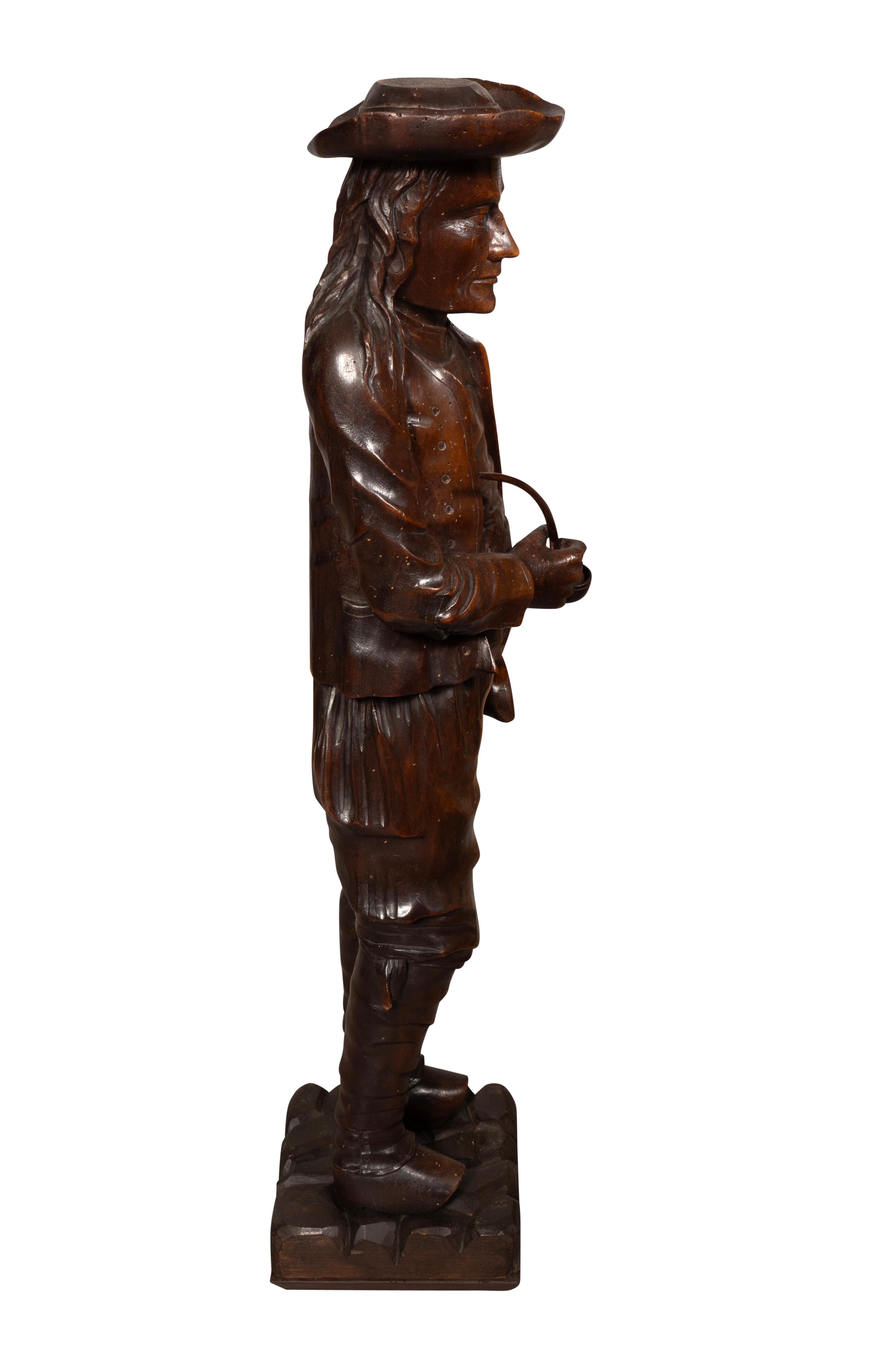Mid-19th Century Pair Of English Carved Walnut Figures Of Country Gentleman For Sale