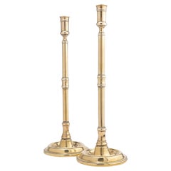 Pair of English cast brass tavern candlesticks, 1850-1900