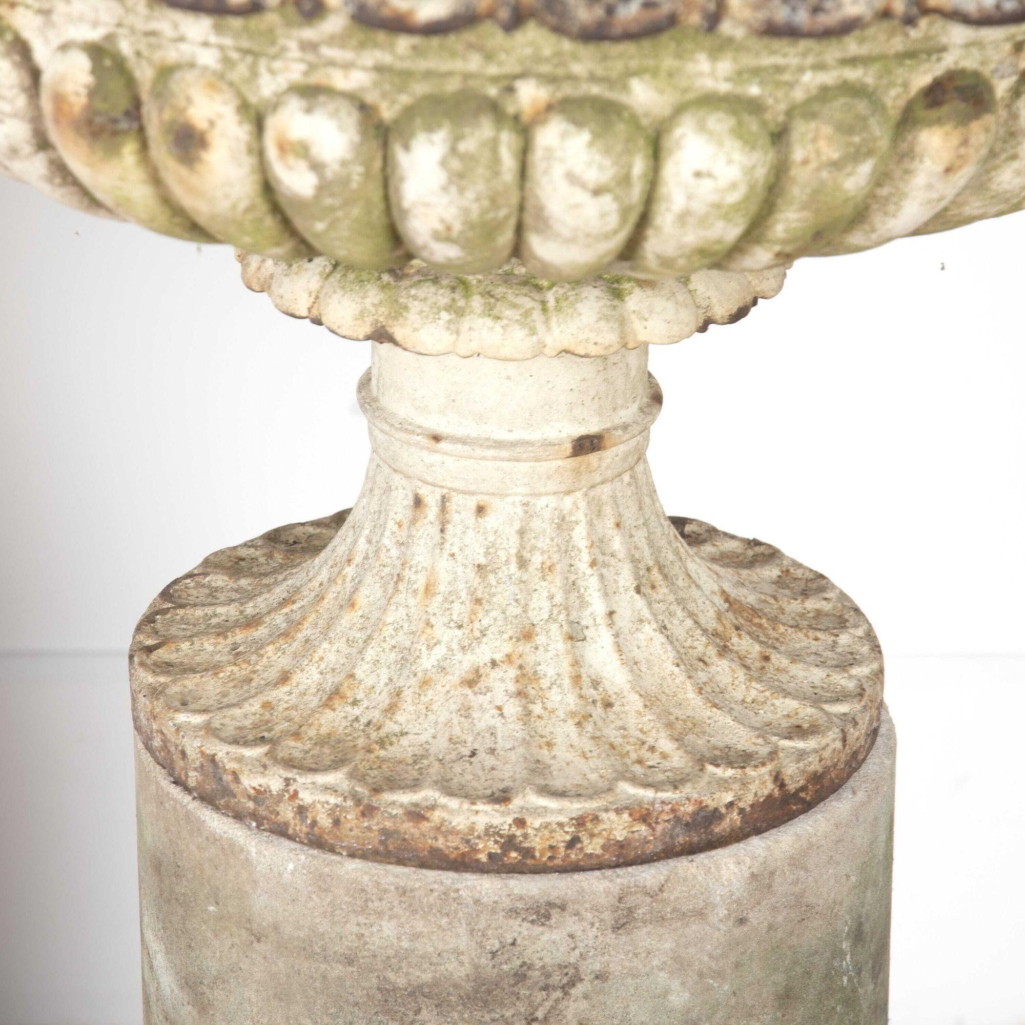 Country Pair of English Cast Iron Urns For Sale