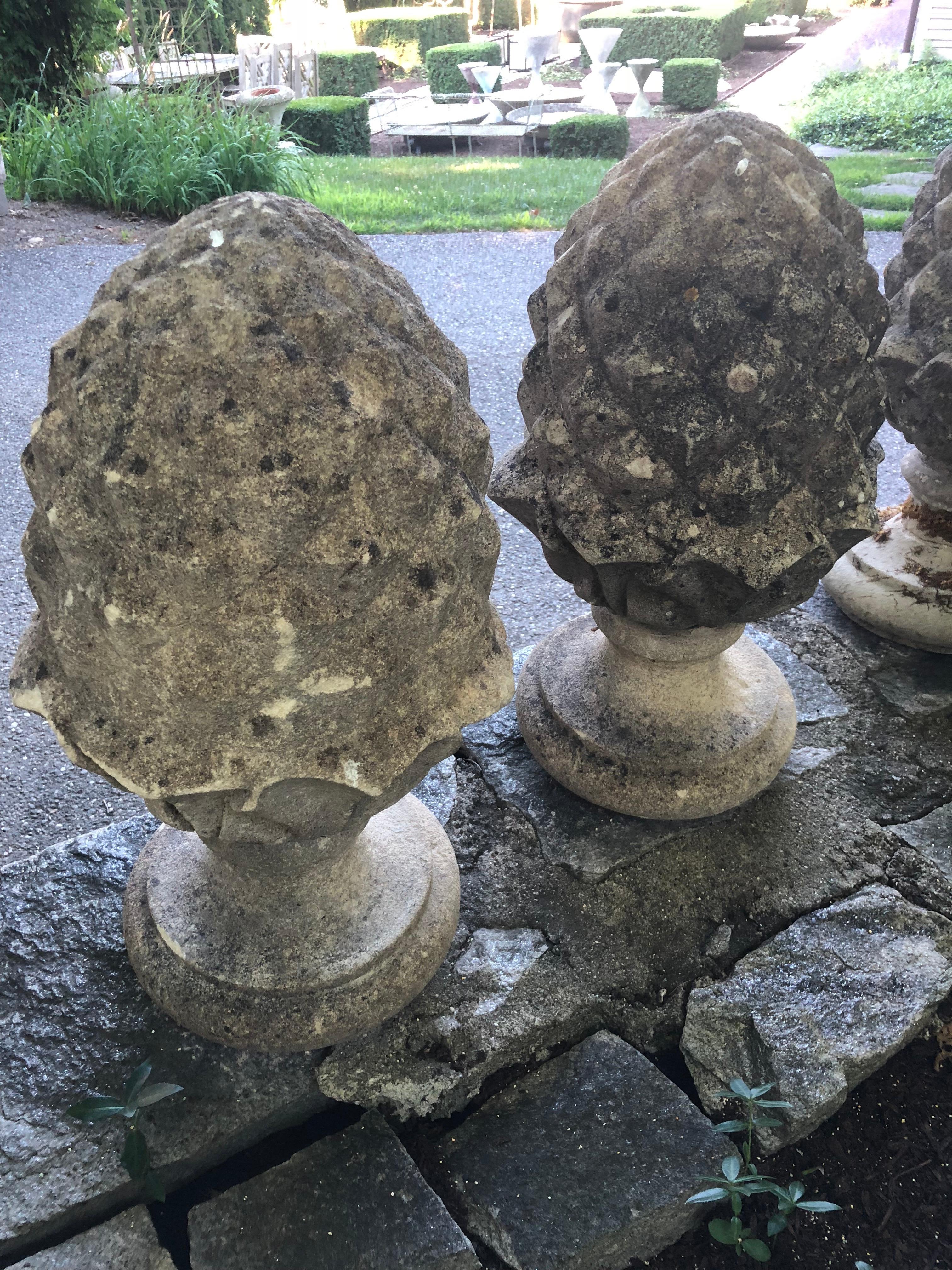 Pair of English Cast Stone Pineapple Finials 3