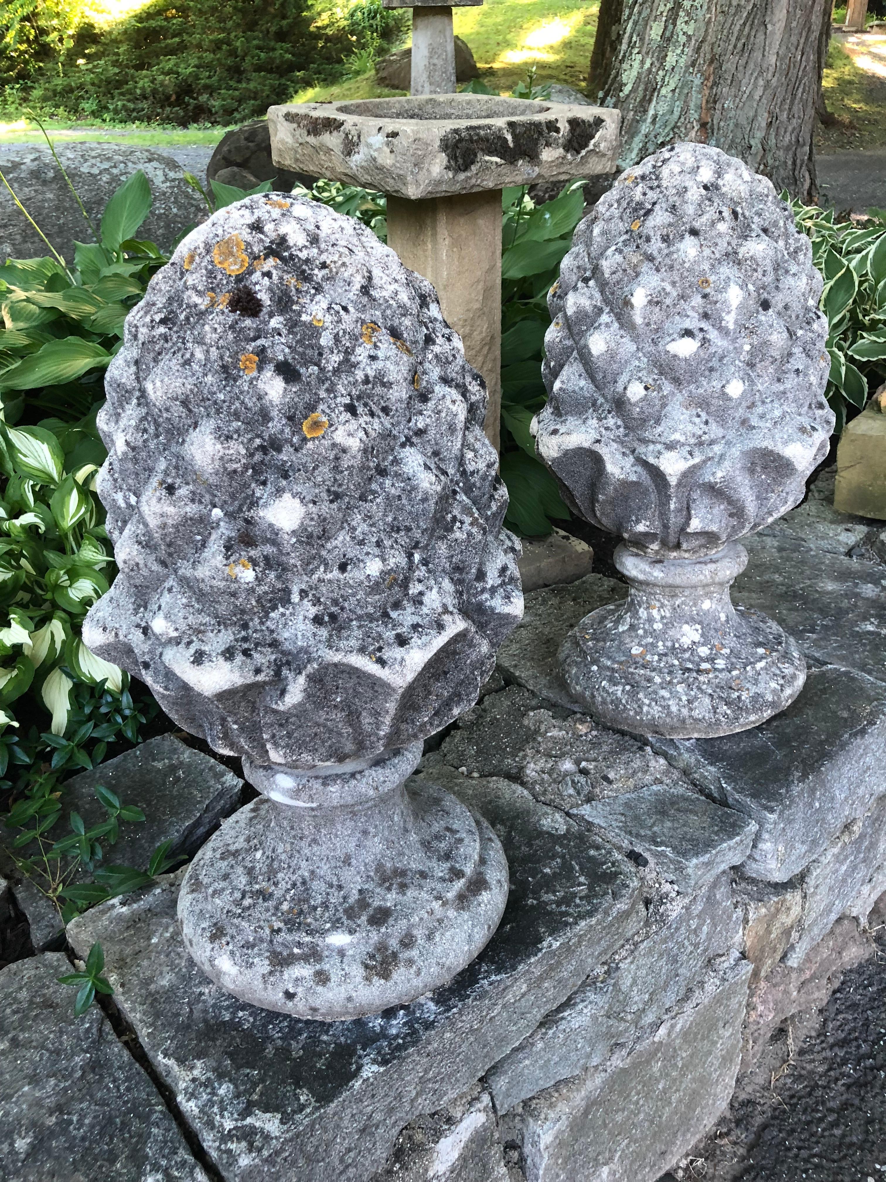 Pair of English Cast Stone Pineapple Finials 6
