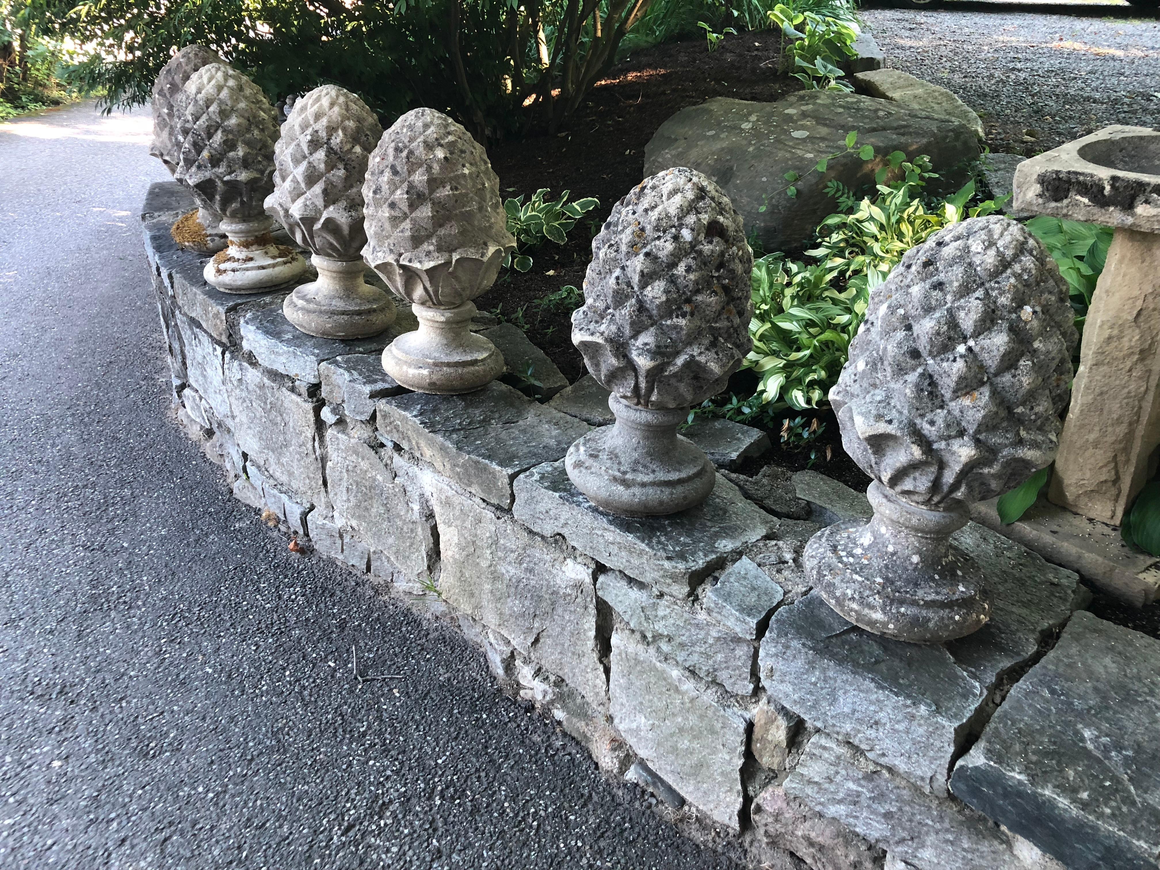 Pair of English Cast Stone Pineapple Finials 10
