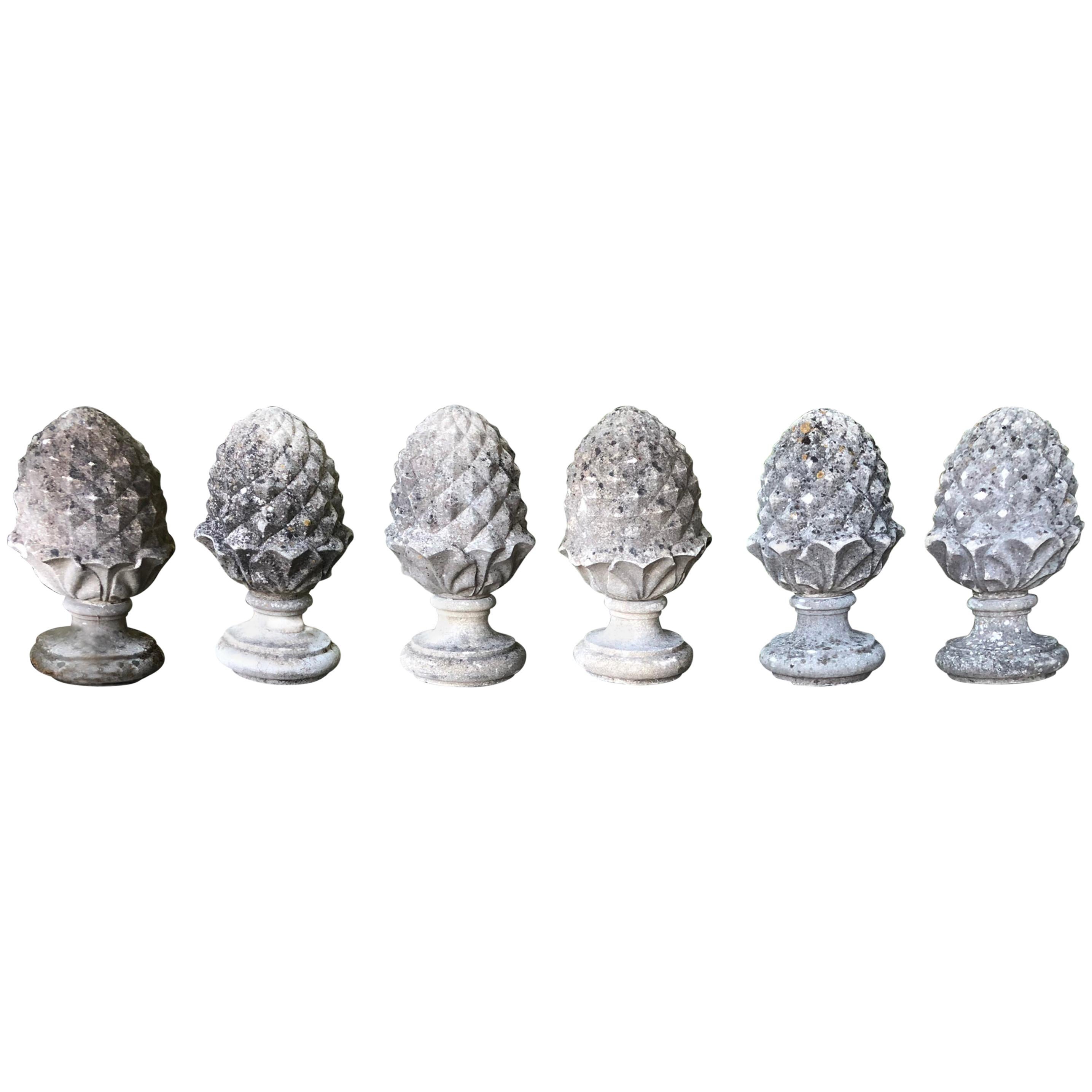 Pair of English Cast Stone Pineapple Finials