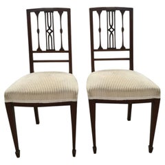 Pair of English chairs in beige velvet