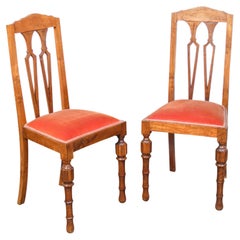 Pair of English Chairs in Solid Walnut, England, 19th Century