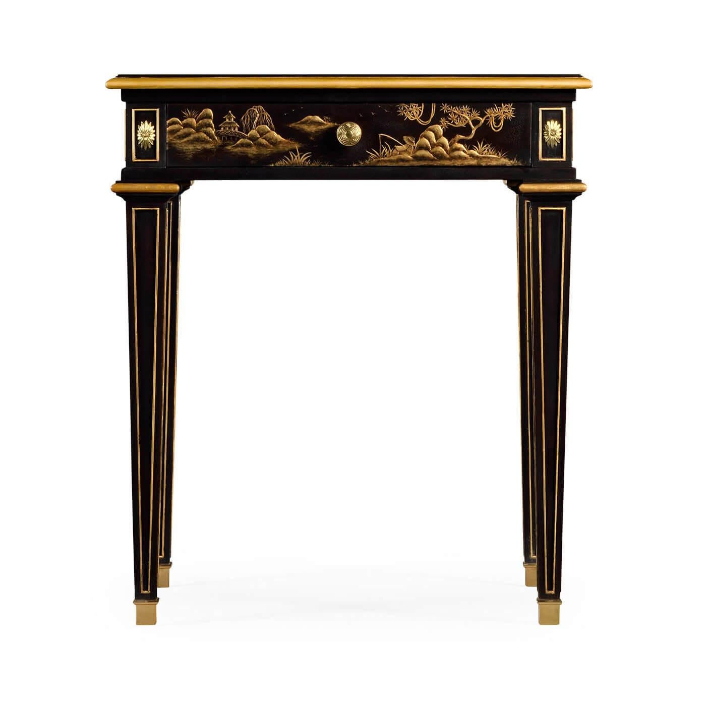 Hand-Painted Pair of English Chinoiserie Side Table