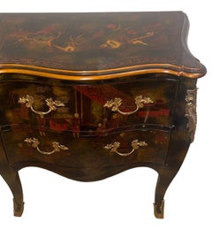 Pair of English Chinoiserie Two-Drawer Nightstands. 20th Century.
