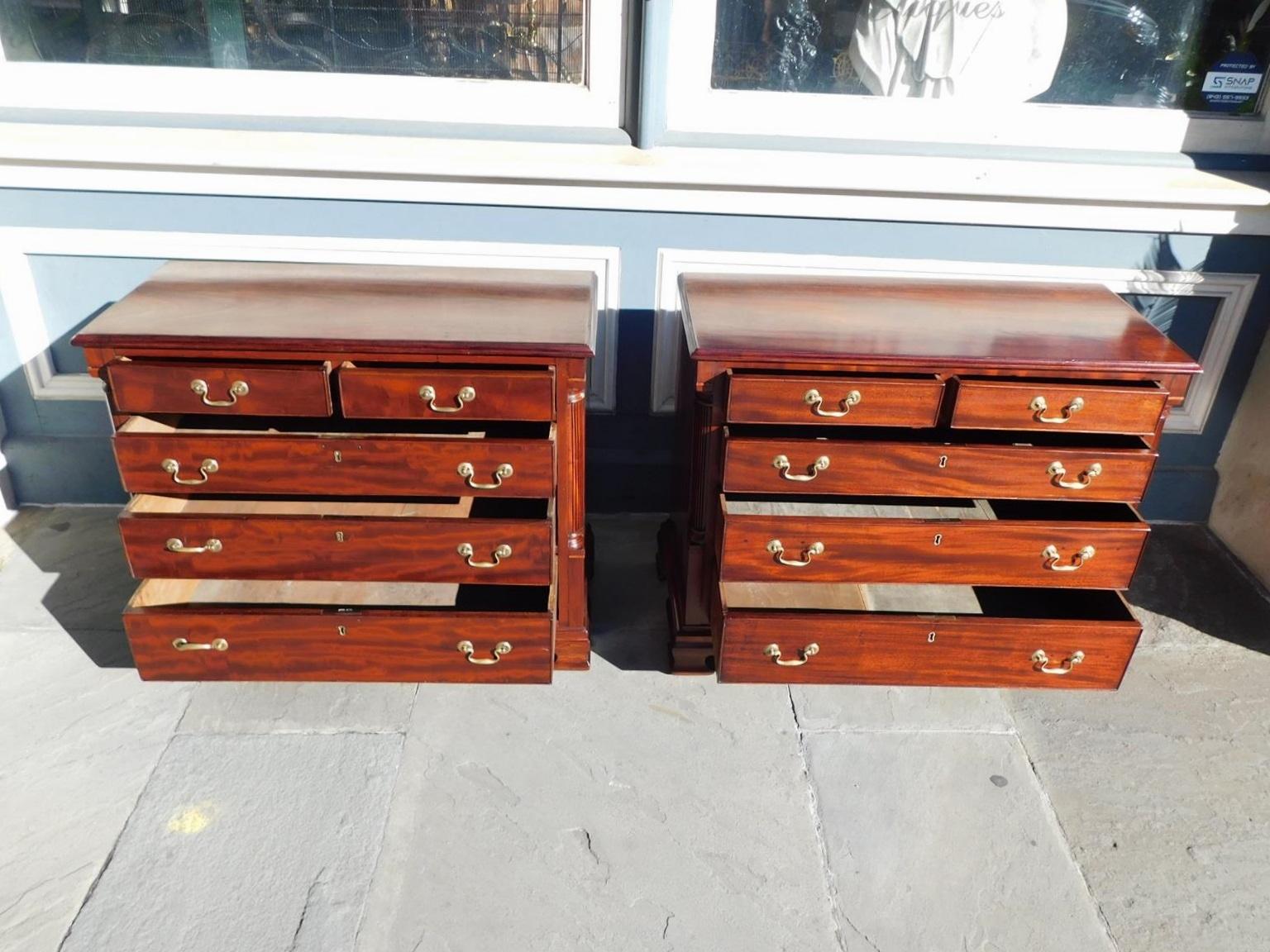 Pair of English Chippendale Mahogany Graduated Chest of Drawers, Circa 1780 5