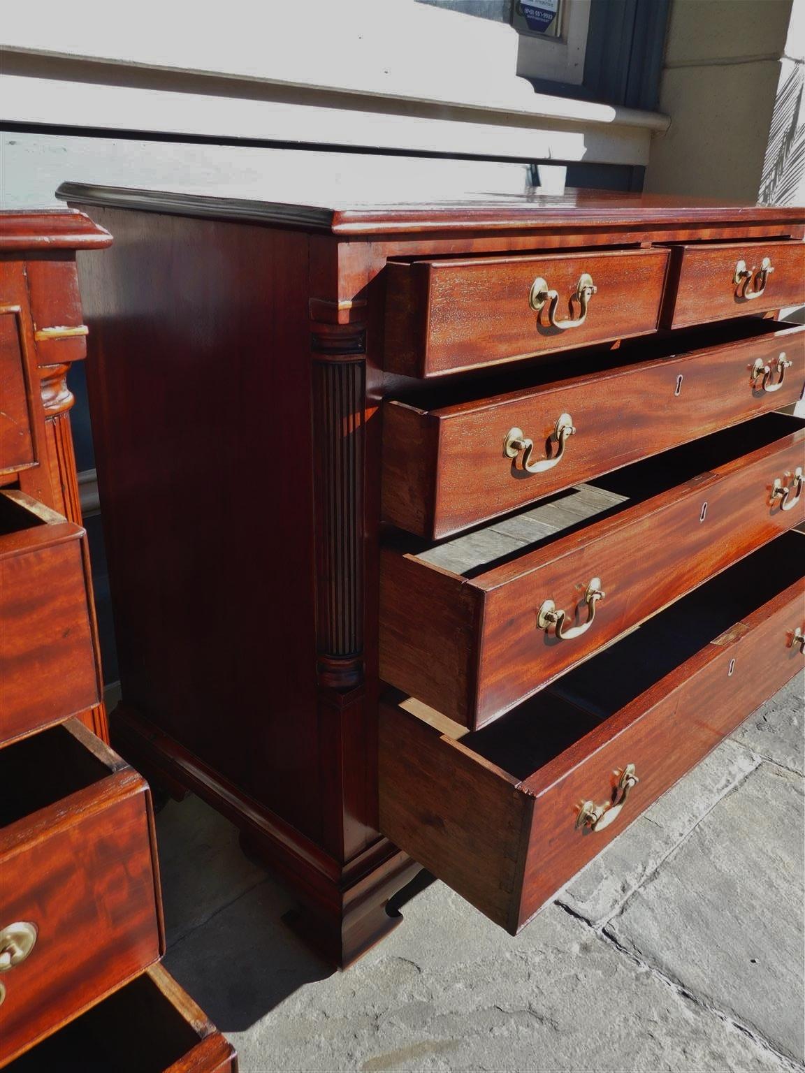 Pair of English Chippendale Mahogany Graduated Chest of Drawers, Circa 1780 7
