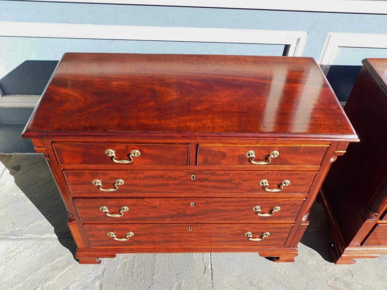 Pair of English Chippendale Mahogany Graduated Chest of Drawers, Circa 1780 2