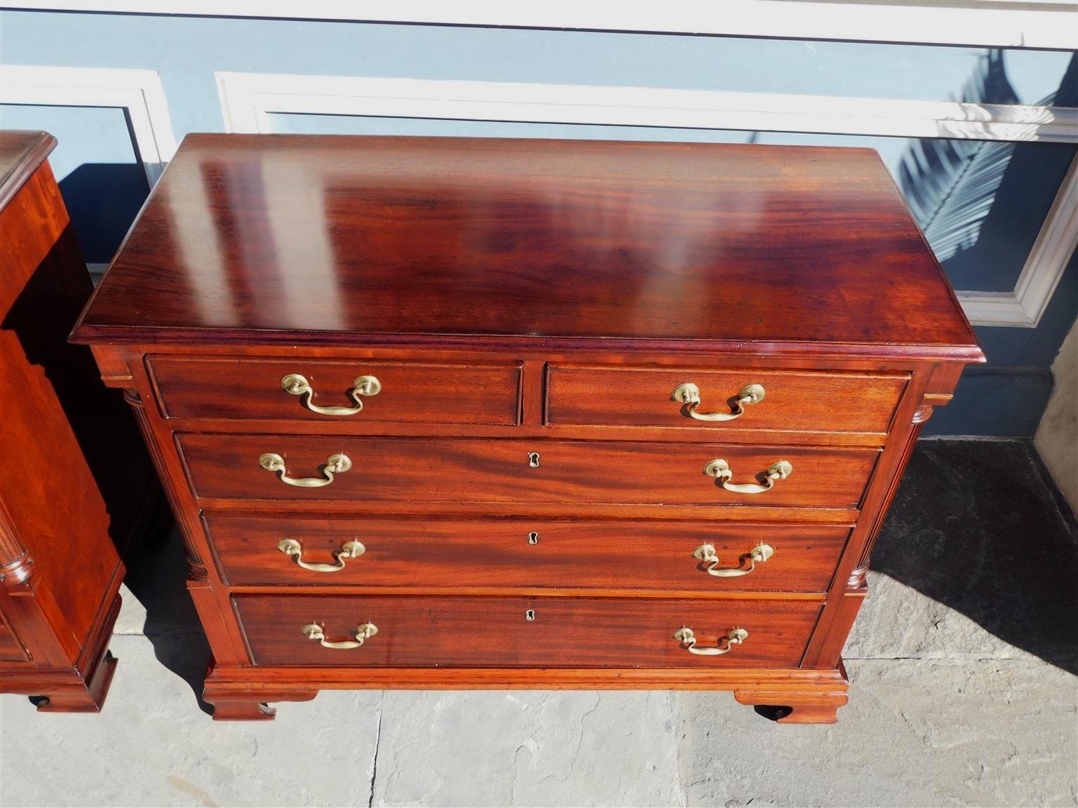Pair of English Chippendale Mahogany Graduated Chest of Drawers, Circa 1780 3