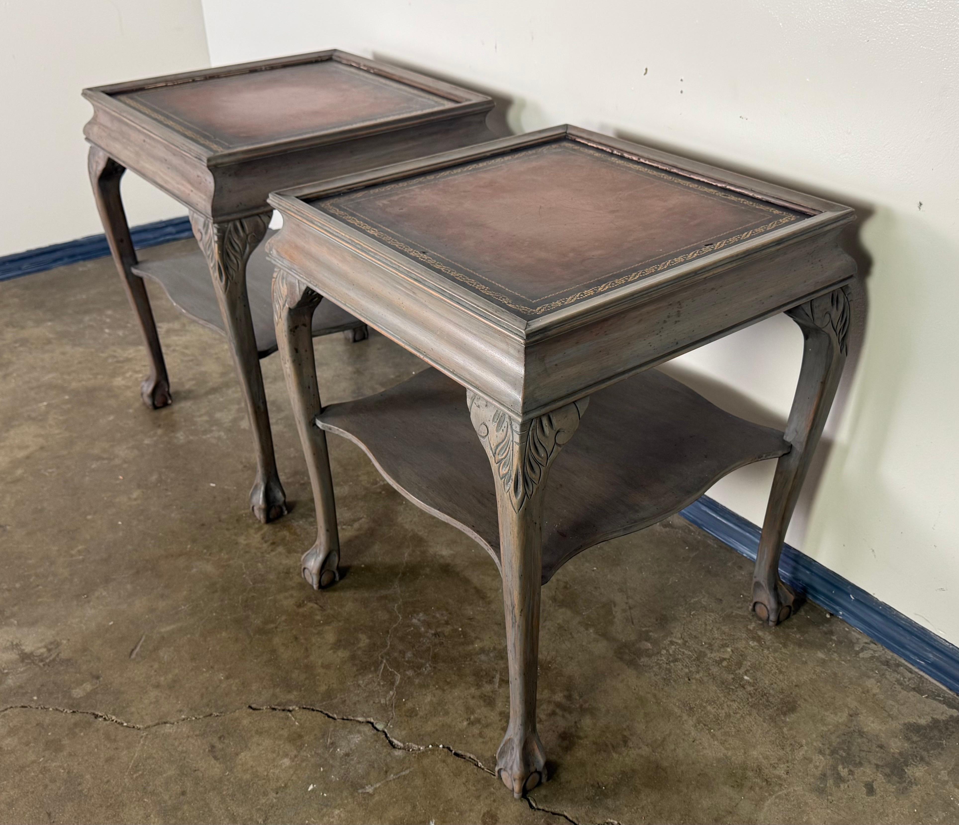 Mid-20th Century Pair of English Chippendale Style End Tables For Sale