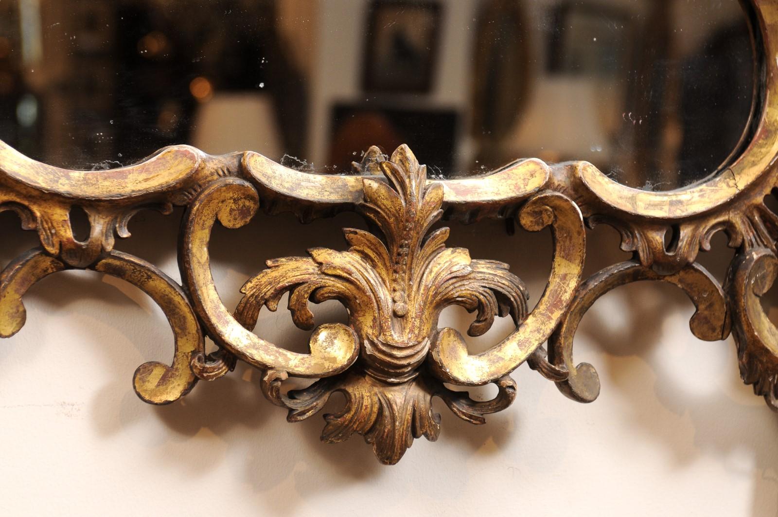 Coppia di specchi inglesi in legno dorato in stile Chippendale, inizio XX secolo in vendita 8