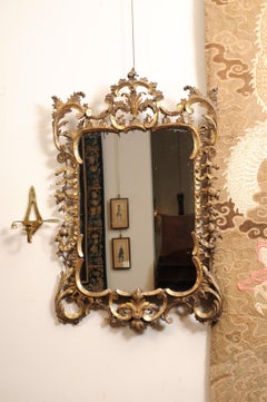 Pair of English Chippendale Style Giltwood Mirrors, Early 20th Century
