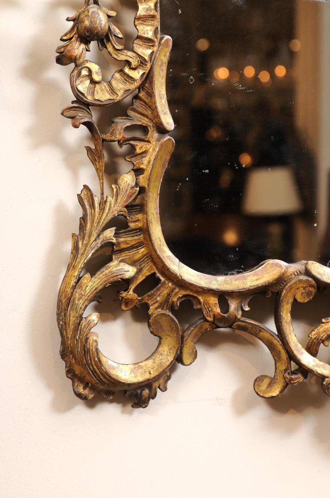 Coppia di specchi inglesi in legno dorato in stile Chippendale, inizio XX secolo in vendita 1