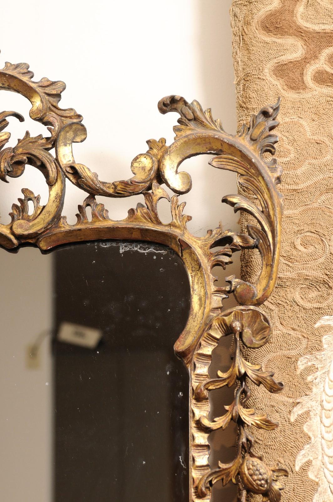 Coppia di specchi inglesi in legno dorato in stile Chippendale, inizio XX secolo in vendita 4