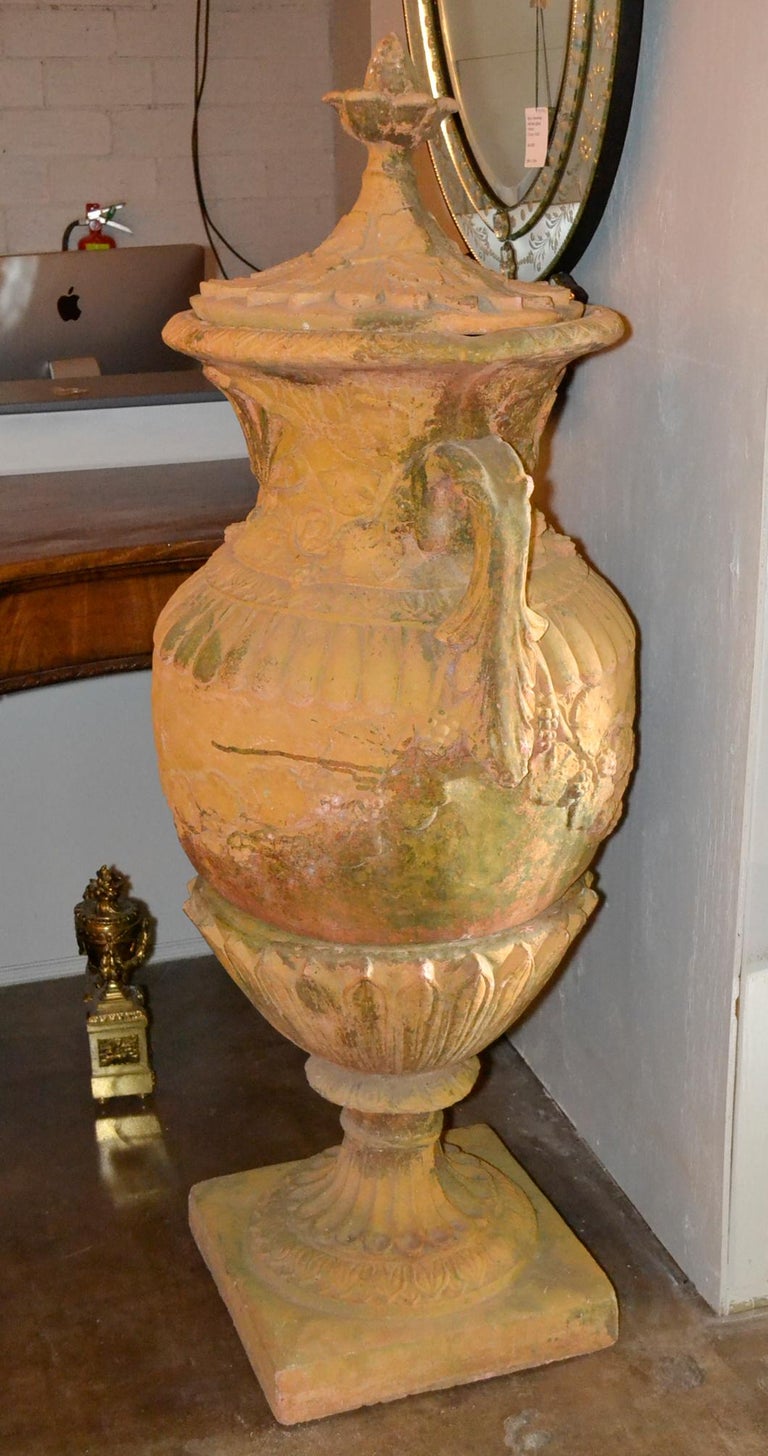 Pair of English Classical Terracotta Garden Urns at 1stDibs
