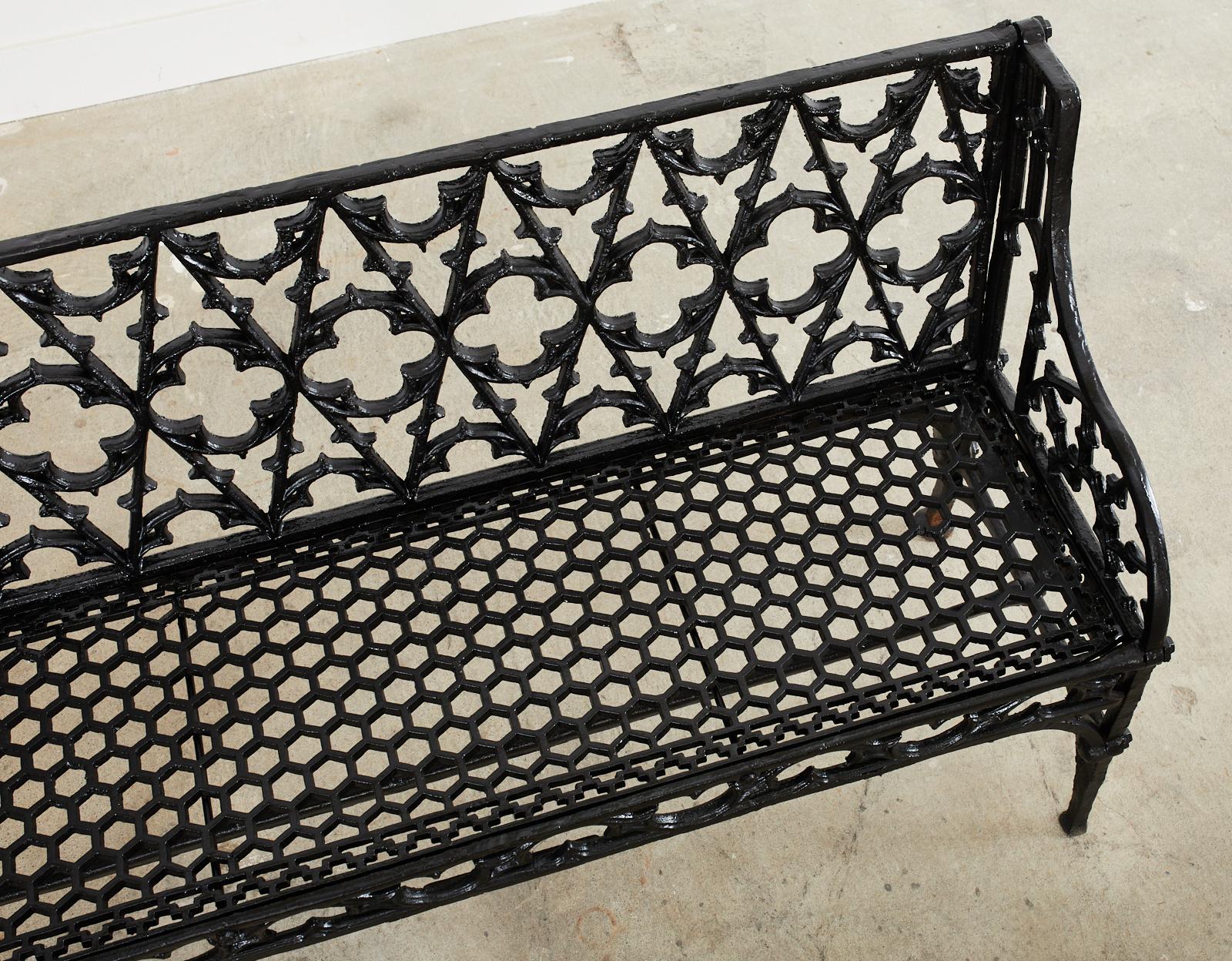 Pair of English Coalbrookdale Attributed Iron Gothic Revival Garden Benches 6
