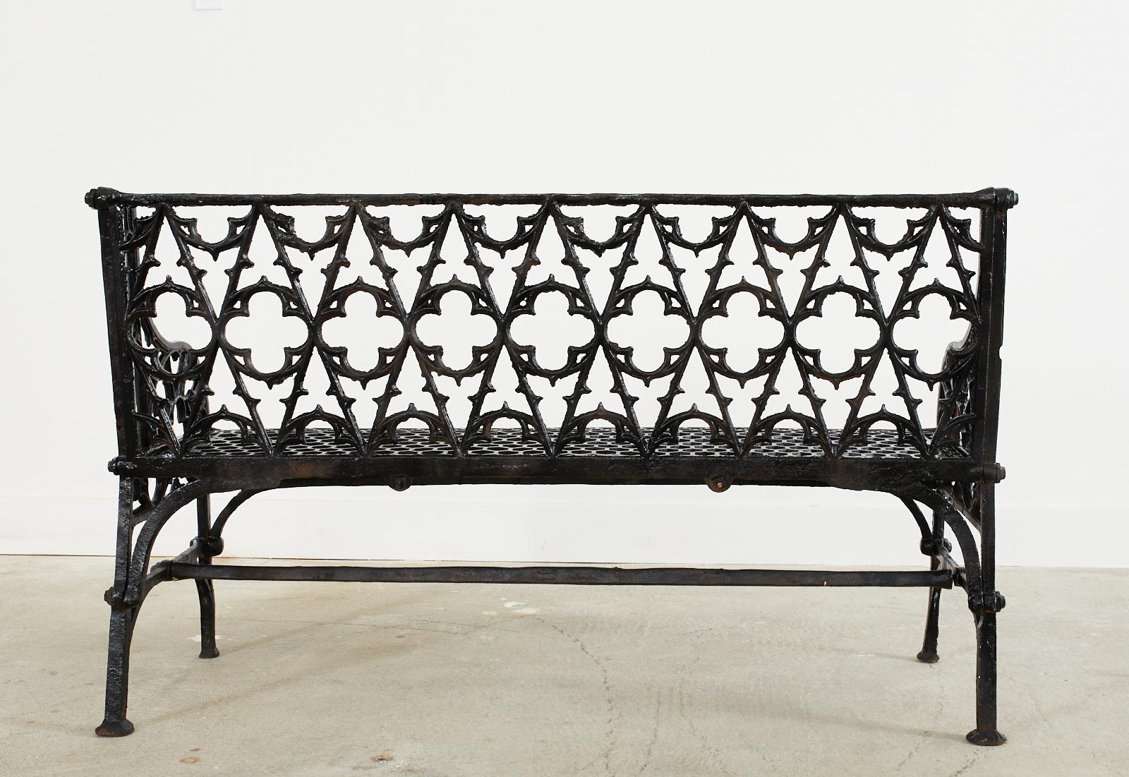 Pair of English Coalbrookdale Attributed Iron Gothic Revival Garden Benches 13