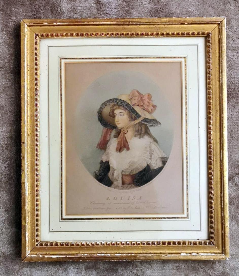 British Pair of English Color Prints with Golden Frames For Sale