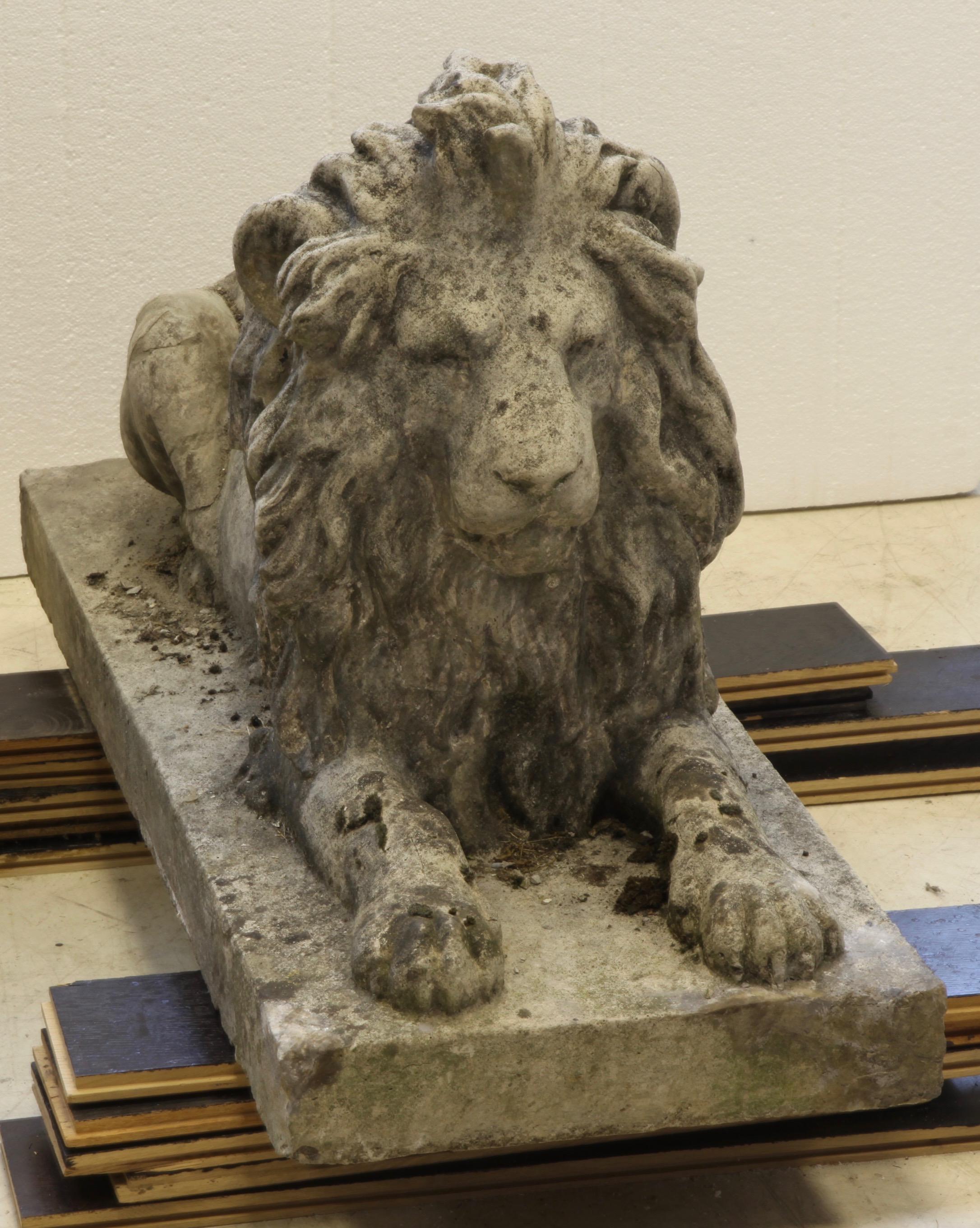 Pair of English Composite Stone Lions, circa 1930s 5