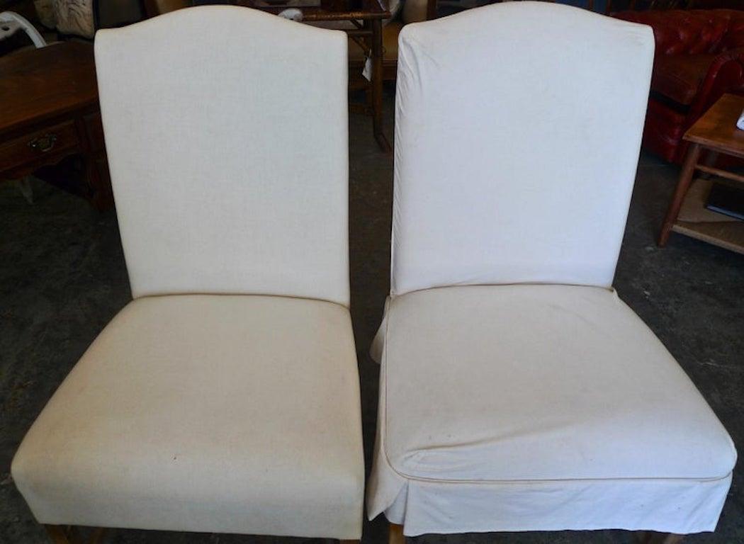 Pair of English Contemporary Georgian Side Chairs. In Distressed Condition For Sale In Santa Monica, CA