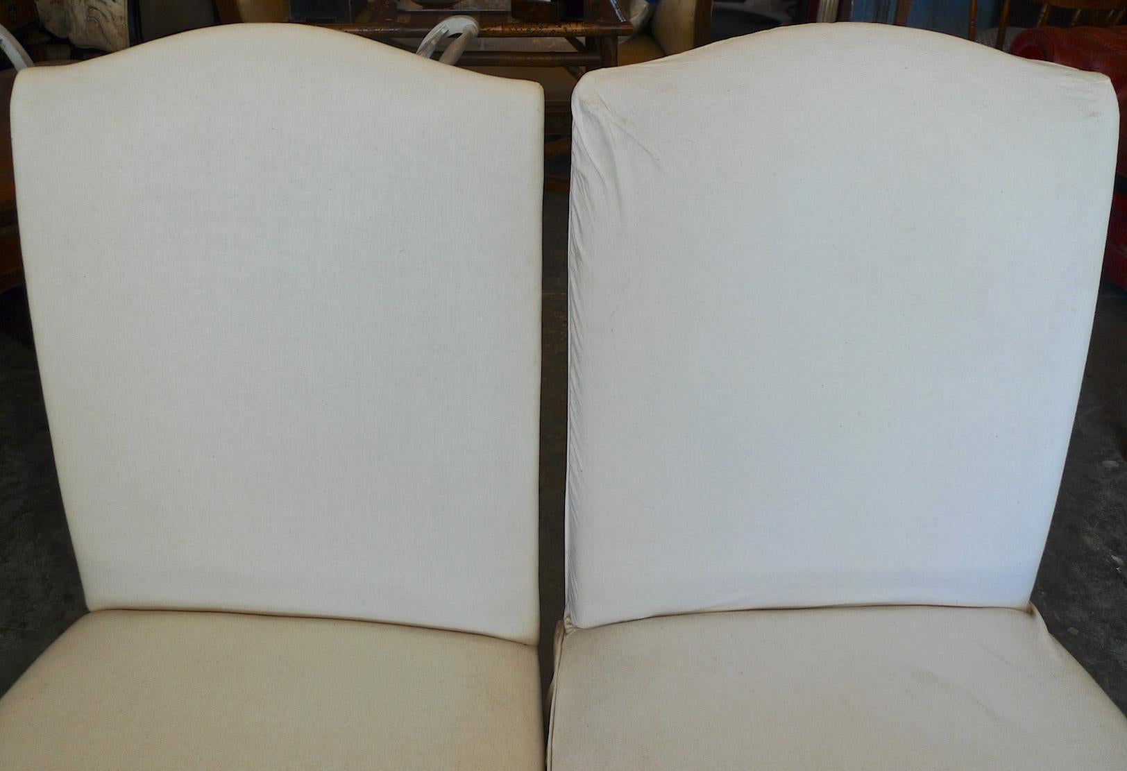 Fabric Pair of English Contemporary Georgian Side Chairs.