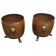 Pair of English Copper and Brass Planters or Jardinières