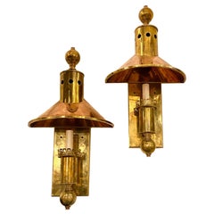 Pair of English Copper and Brass Sconce