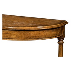 Pair of English Country Demilune Console Tables