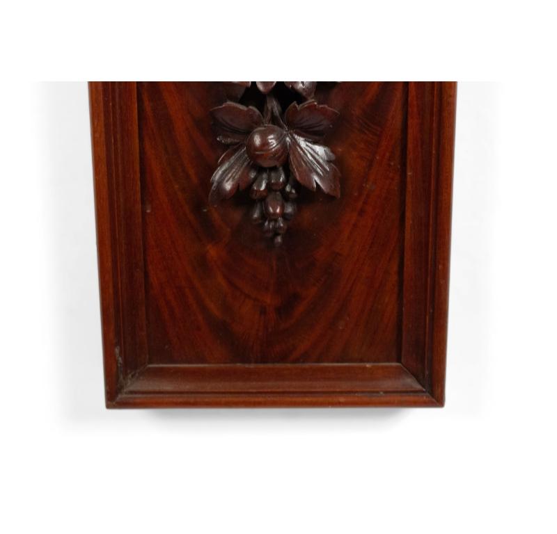Pair of English Country Mahogany Carved Floral Wall Plaques In Good Condition For Sale In Queens, NY