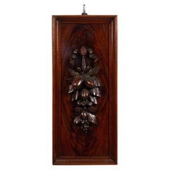 Pair of English Country Mahogany Carved Floral Wall Plaques