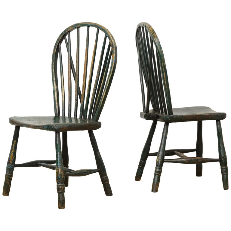 Pair Of English Country Side Chairs Primitive West Country