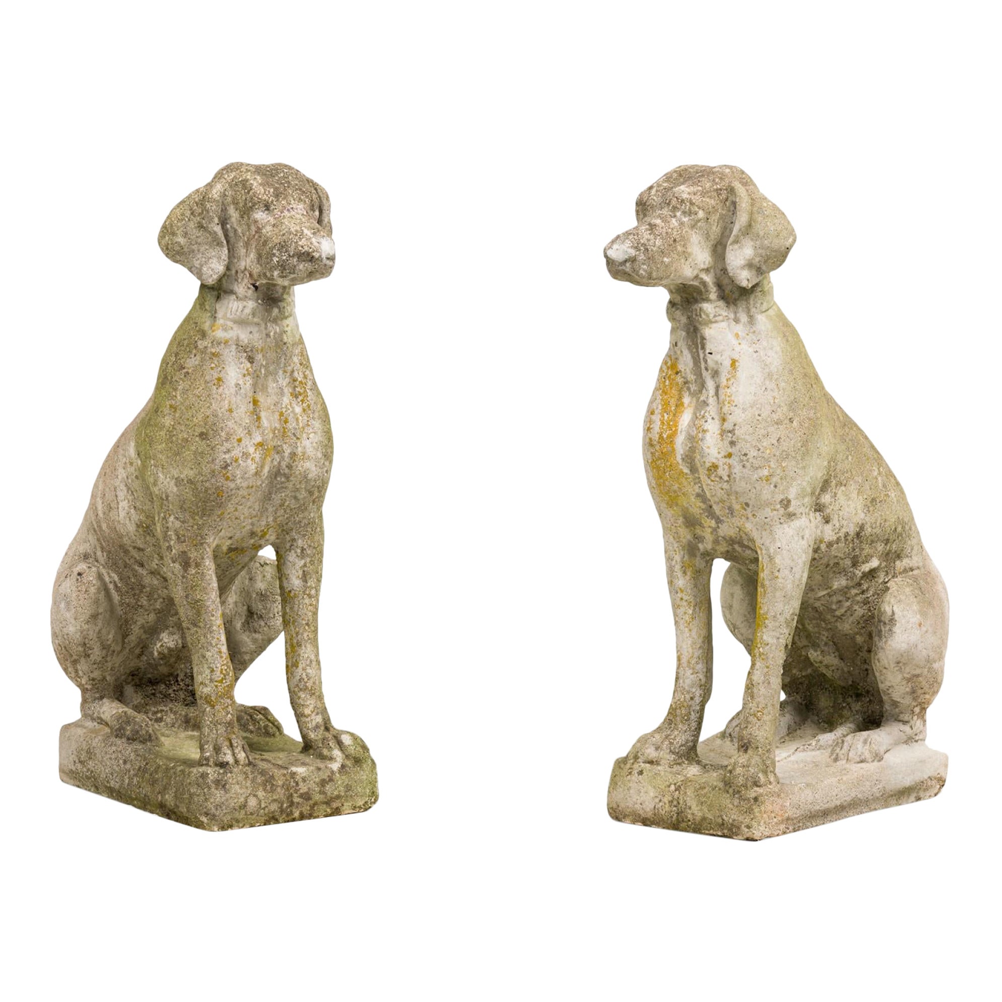 Pair of English Country Style House Door Entrance Outdoor Statuary Dogs